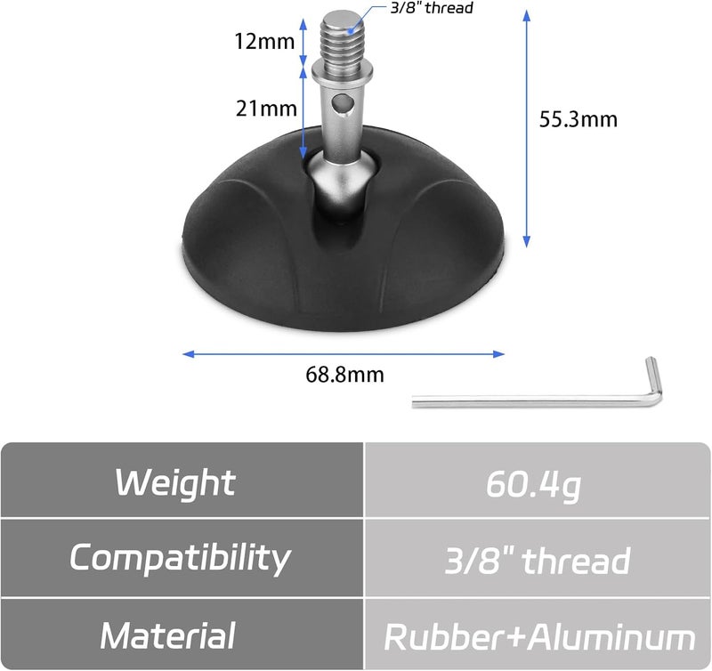 Leftfoto Tripod Feet Rubber with 3/8" Stainless Steel Screw,for Monopod Thread Tripod Foot Width 68mm (3PCS) - Image 3